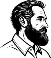 Bearded Man Profile Illustration with Detailed Facial Features for Graphic Design Projects vector