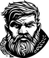 Intricate Vintage Male Portrait with Beard and Intense Expression for Tattoo and Design Use vector