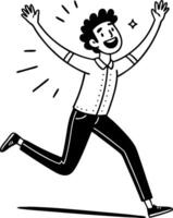 Happy Person Running with Joyful Expression and Raised Hands Illustration for Celebratory Designs vector