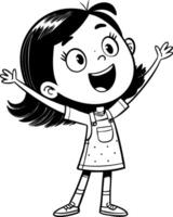 Cheerful Cartoon Girl with Open Arms Smiling in Playful Pose for Kids Art and Design Projects vector
