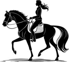 Elegant Equestrian Rider on Horse Silhouette for Unique Art Designs and Print Projects vector