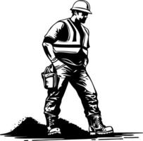 Construction Worker Walking with Tools in Hand for Construction Industry Applications vector
