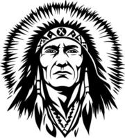 Native American Chief Silhouette Art for Tattoo Design and Coloring Pages vector