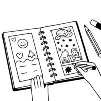 Creative Journal Pages Illustration for Kids Featuring Fun Drawings and Doodles vector