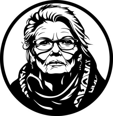 Elegant Elderly Woman Portrait in Vintage Style for Home Decor and Tattoo Designs