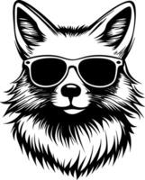 Stylish Fox Head Wearing Sunglasses Graphic Ideal for T-Shirt Design Tattoo and More vector