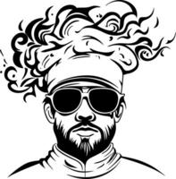Stylish Chef Character with Creative Hair Design and Sunglasses for Tattoo and Graphic Use vector