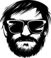 Stylized Male Portrait with Sunglasses and Beard Ideal for Graphic Design and Tattoo Art vector