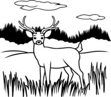 Elegant Deer Standing in Grass with Forest Background for Nature Inspired Designs vector