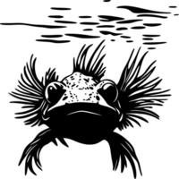 Black and White Illustration of an Aquatic Creature with Frilled Features vector