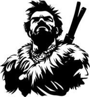 Fierce Warrior Illustration with Fur Cloak and Exalted Pose for Tattoo and Art Design vector