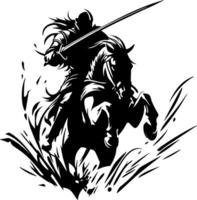 Dynamic Horse Rider with Sword in Motion Engaging Action Scene for Artwork and Tattoos vector