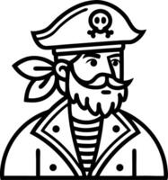 Pirate Captain Character Design with Bandana Beard and Skull Hat for Adventure Themes vector