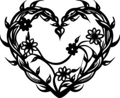 Elegant Floral Heart Design with Intricate Vine and Flower Details for Creative Projects vector
