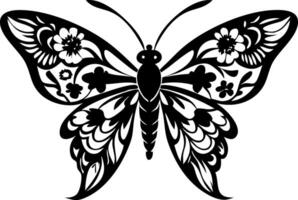 Intricate Butterfly with Floral Patterns Ideal for Tattoo Designs and Coloring Pages vector