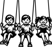 Happy Children Swinging on Swings Playful Illustration for Kids Activities and Design vector