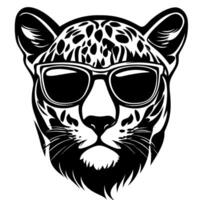 Stylish Leopard Head Graphic with Sunglasses for Creative Designs and Modern Apparel vector