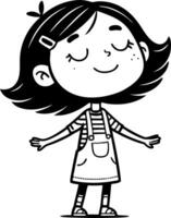 Happy Girl in Overalls with Joyful Expression Suitable for Childrens Illustrations and Designs vector