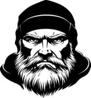Intense Bearded Man Illustration for Tattoo Designs and Graphic Art Projects vector
