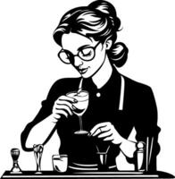 Elegant Bartender Mixing Cocktail with Glassware Stylish Retro Design vector
