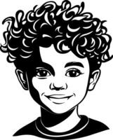Joyful Boy with Curly Hair Portrait for Custom Artwork and Creative Projects vector