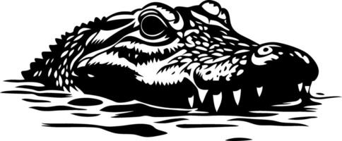 Crocodile Head Emerging from Water Illustration Perfect for Tattoos and Coloring Books vector