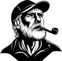 Vintage Man with Pipe in Cap Detailed Art Ideal for Tattoo Design and Illustrations vector