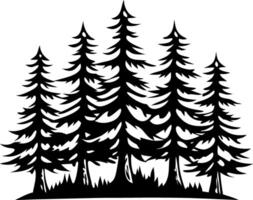 Silhouette of Tall Pine Trees on a Natural Landscape Ideal for Nature Themes and Designs vector