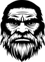 Intense Male Face with Thick Beard Representing Wisdom and Strength for Tattoo Design vector