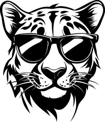 Cool Tiger Face in Sunglasses Art for Tattoos and Graphic Design