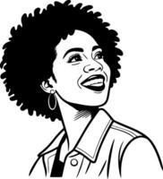 Smiling African American Woman with Curly Hair and Joyful Expression vector