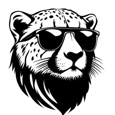 Stylized Cheetah Wearing Sunglasses Art for Cool Tattoo Designs and Graphic Illustrations