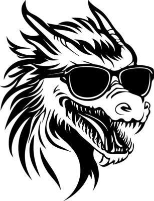 Cool Dragon Head with Sunglasses Bold Design for Apparel and Tattoo Art