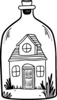 House in a Bottle Illustration for Creative Projects and Unique Designs vector
