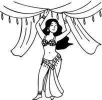Belly Dancer Perfoming Under Drapes in Traditional Attire Art for Illustrations and Designs vector