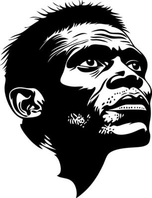 Intense Profile Portrait of a Thoughtful Man for T-Shirt Design or Tattoo Inspiration