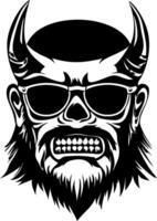 Menacing Devil Skull with Beard and Sunglasses Graphic Design for Apparel and Tattoos vector