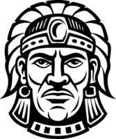 Bold Aztec Warrior Face Graphic for Tattoo Design and Coloring Pages vector