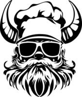Cool Viking Chef with Sunglassesic Horns Beard Graphic Design for Apparel and Decor vector