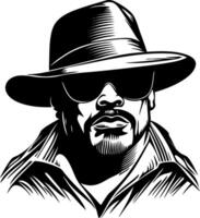 Cool Stylish Male Portrait with Hat and Sunglasses Ideal for Tattoo and Graphic Design vector