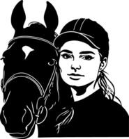 Equestrian Portrait of a Horse and Rider Capturing the Bond Between Humans and Animals vector