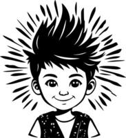 Cool Young Boy with Spiky Hair and Smiling Face Design for Kids Art Projects vector