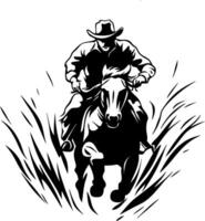 Dynamic Cowboy Riding Horse Through Tall Grass Action Scene Illustration vector
