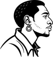 Stylized Profile Illustration of a Modern Man with Earring and Unique Hairstyle vector