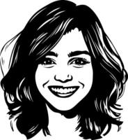 Stylized Illustration of Smiling Woman with Long Hair for Creative Projects vector