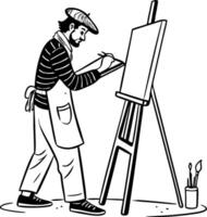 Creative Artist Painting on Canvas with Easel in Vintage Style for Art Projects and Crafts vector