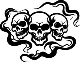 Three Skull Design with Smoke for Tattoo or Graphic Art Projects vector