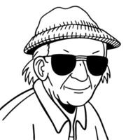 Cool Elderly Man Illustration with Sunglasses and Hat Suitable for Designs and Coloring Books vector