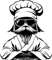 Cool Chef Character With Sunglasses and Chef Hat Ideal for Tattoos and Coloring Pages vector