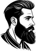 Stylish Vintage Man with Beard Profile Illustration for Tattoo Design and Graphic Projects vector